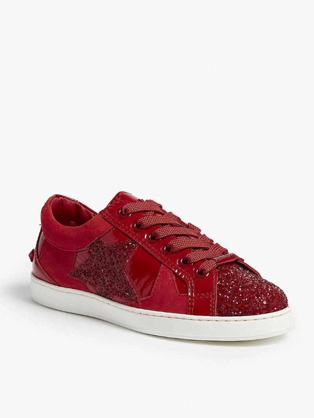 JIMMY CHOO Vintage Cash suede and glitter low-top Sneakers